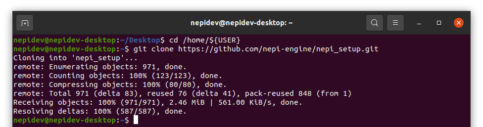 Terminal output showing repository clone